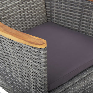 Sedie da Pranzo per Giardino 2 pz in Polyrattan Grigio cod mxl 17899
