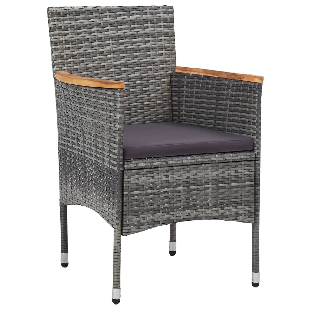 Sedie da Pranzo per Giardino 2 pz in Polyrattan Grigio 46182