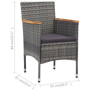 Sedie da Pranzo per Giardino 2 pz in Polyrattan Grigio cod mxl 17899