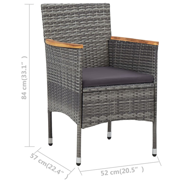 Sedie da Pranzo per Giardino 2 pz in Polyrattan Grigio 46182