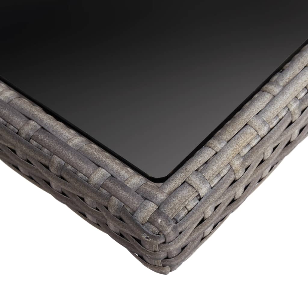 Tavolo da Pranzo per Giardino in Polyrattan Grigio e Vetro cod mxl 34454