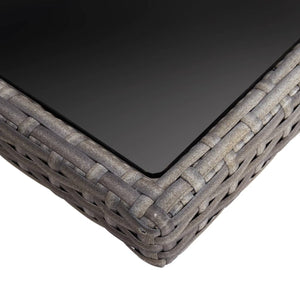 Tavolo da Pranzo per Giardino in Polyrattan Grigio e Vetro cod mxl 34454