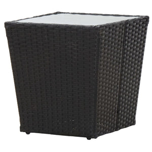 Tavolino Nero 41,5x41,5x43 cm in Polyrattan e Vetro Temperato 46195
