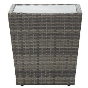 Tavolino Grigio 41,5x41,5x43 cm in Polyrattan e Vetro Temperato cod mxl 34164