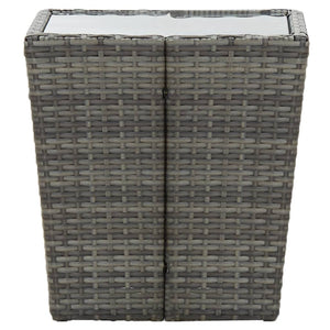 Tavolino Grigio 41,5x41,5x43 cm in Polyrattan e Vetro Temperato cod mxl 34164
