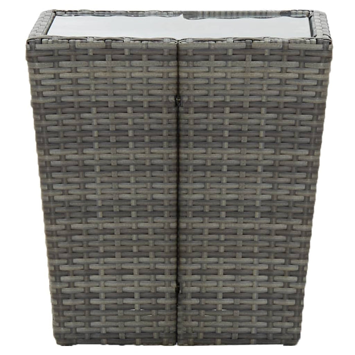 Tavolino Grigio 41,5x41,5x43 cm in Polyrattan e Vetro Temperato cod mxl 34164