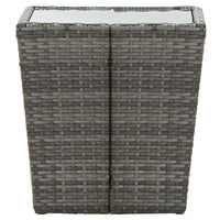 Tavolino-Tavolino da soggiorno-Tavolo Grigio 41,5x41,5x43 cm in Polyrattan e Vetro Temperato