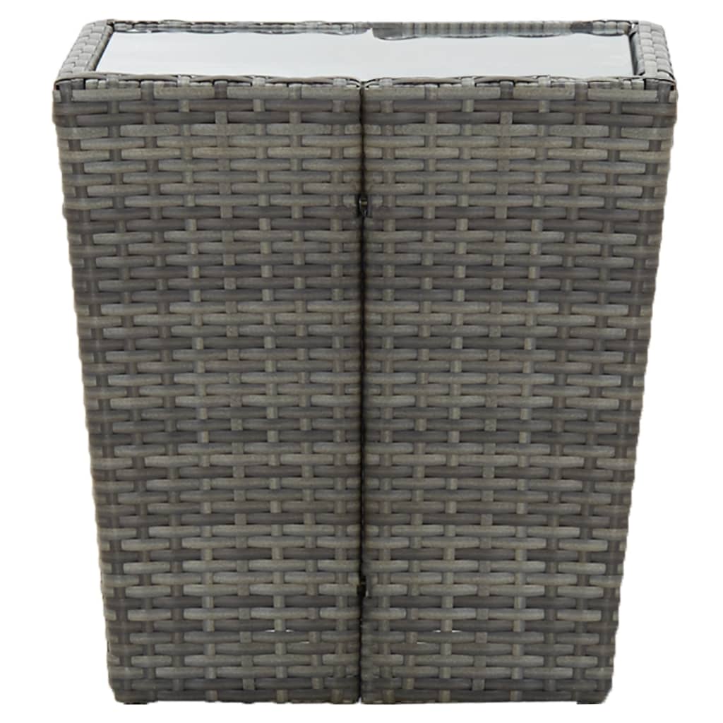 Tavolino Grigio 41,5x41,5x43 cm in Polyrattan e Vetro Temperato 46196