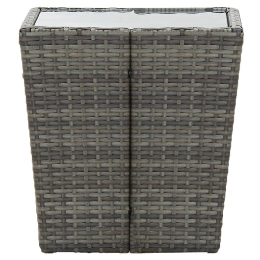Tavolino Grigio 41,5x41,5x43 cm in Polyrattan e Vetro Temperato 46196