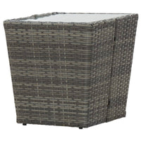 Tavolino Grigio 41,5x41,5x43 cm in Polyrattan e Vetro Temperato cod mxl 34164