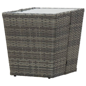 Tavolino Grigio 41,5x41,5x43 cm in Polyrattan e Vetro Temperato cod mxl 34164
