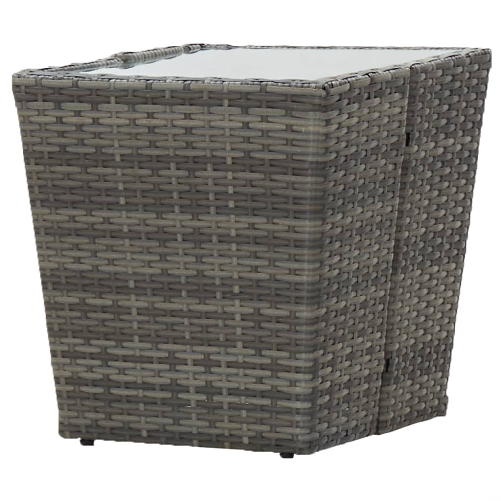 Tavolino Grigio 41,5x41,5x43 cm in Polyrattan e Vetro Temperato 46196