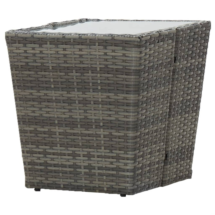 Tavolino Grigio 41,5x41,5x43 cm in Polyrattan e Vetro Temperato 46196