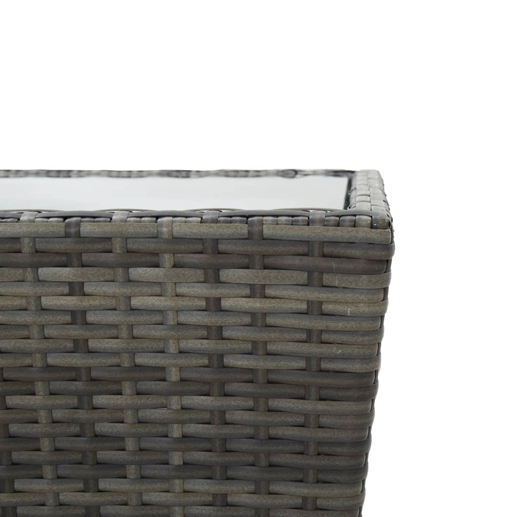 Tavolino Grigio 41,5x41,5x43 cm in Polyrattan e Vetro Temperato 46196