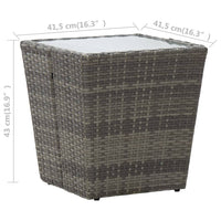 Tavolino Grigio 41,5x41,5x43 cm in Polyrattan e Vetro Temperato cod mxl 34164