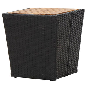 Tavolino Nero 41,5x41,5x43 cm in Polyrattan e Legno di Acacia 46197