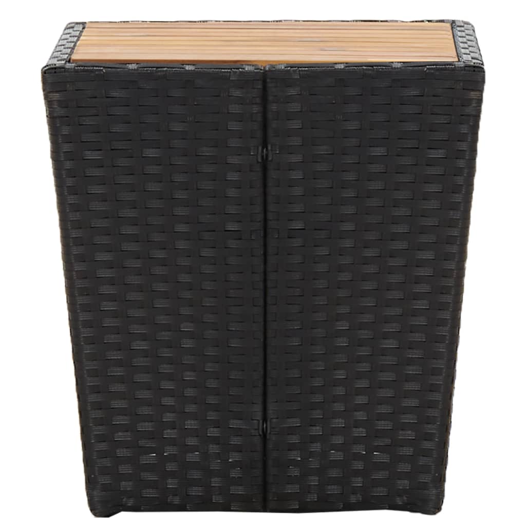 Tavolino Nero 41,5x41,5x43 cm in Polyrattan e Legno di Acacia 46197