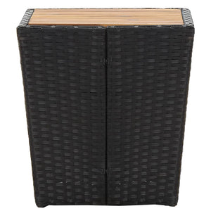 Tavolino Nero 41,5x41,5x43 cm in Polyrattan e Legno di Acacia 46197