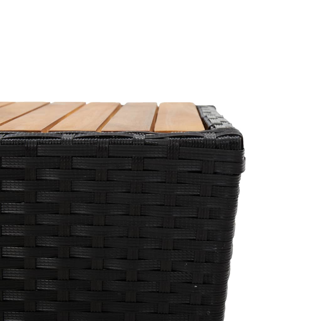 Tavolino Nero 41,5x41,5x43 cm in Polyrattan e Legno di Acacia 46197