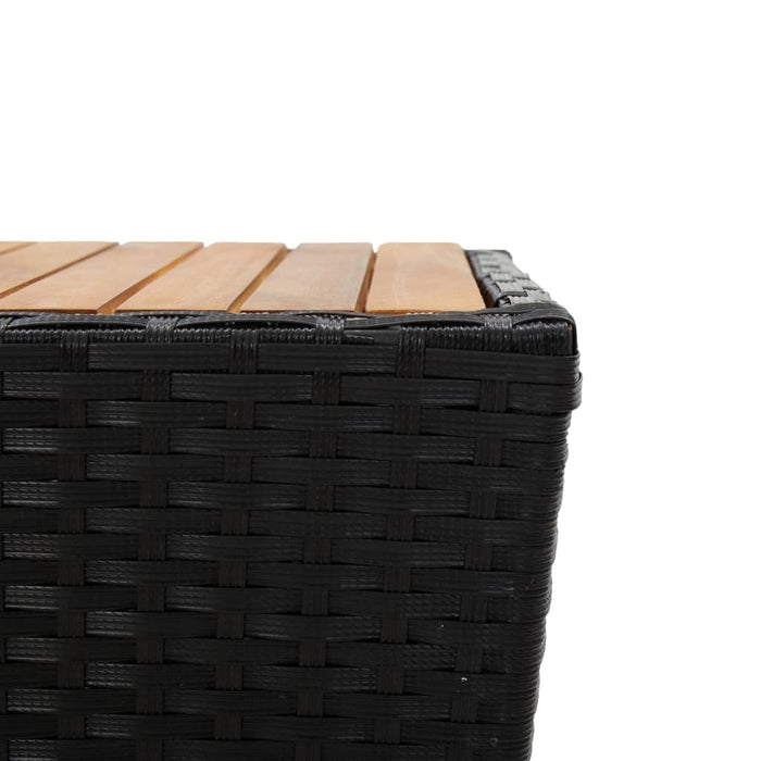 Tavolino Nero 41,5x41,5x43 cm in Polyrattan e Legno di Acacia 46197