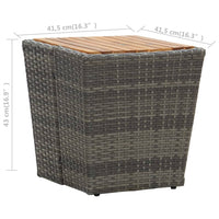 Tavolino Grigio 41,5x41,5x43 cm in Polyrattan e Legno di Acacia 46198