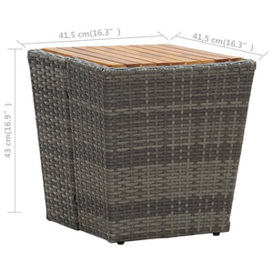 Tavolino Grigio 41,5x41,5x43 cm in Polyrattan e Legno di Acacia 46198