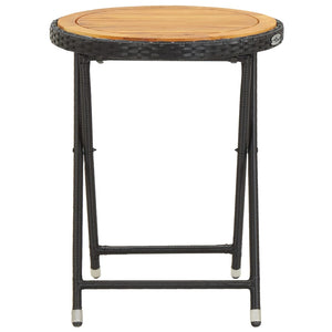 Tavolino da TÃ¨ Nero 60 cm in Polyrattan e Massello di Acacia cod mxl 34121