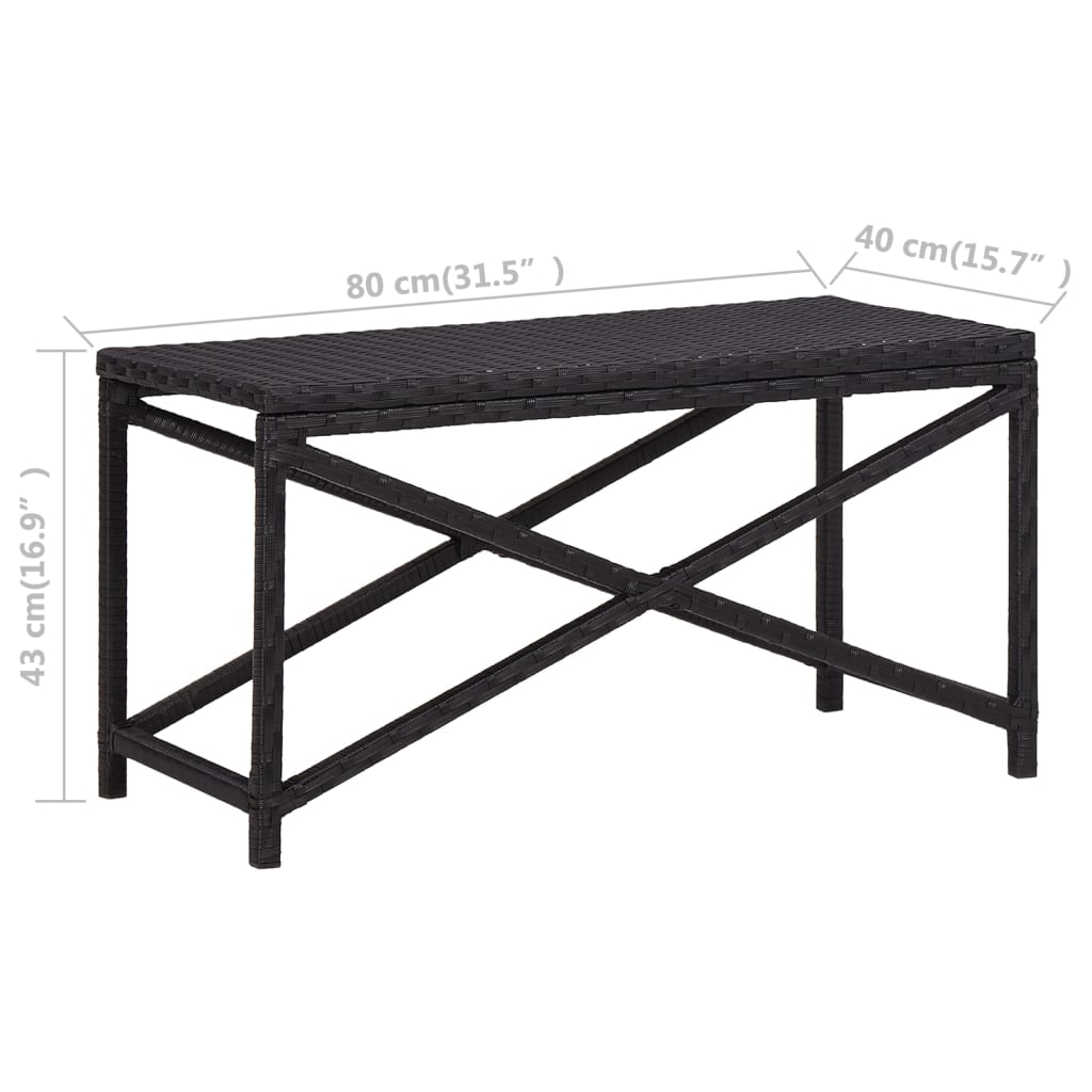 Panchina da Giardino 80 cm in Polyrattan Nero