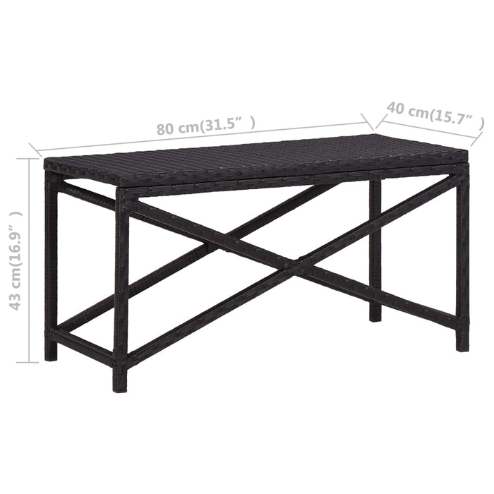 Panchina da Giardino 80 cm in Polyrattan Nero