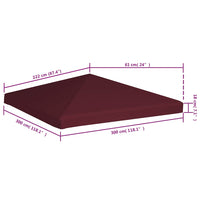 Copertura Superiore per Gazebo 310g/m² 3x3m Bordeaux 46620