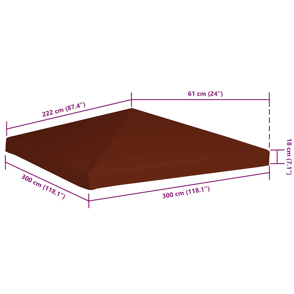 Copertura Superiore Gazebo 310g/m² 3x3 m Terracotta 46622