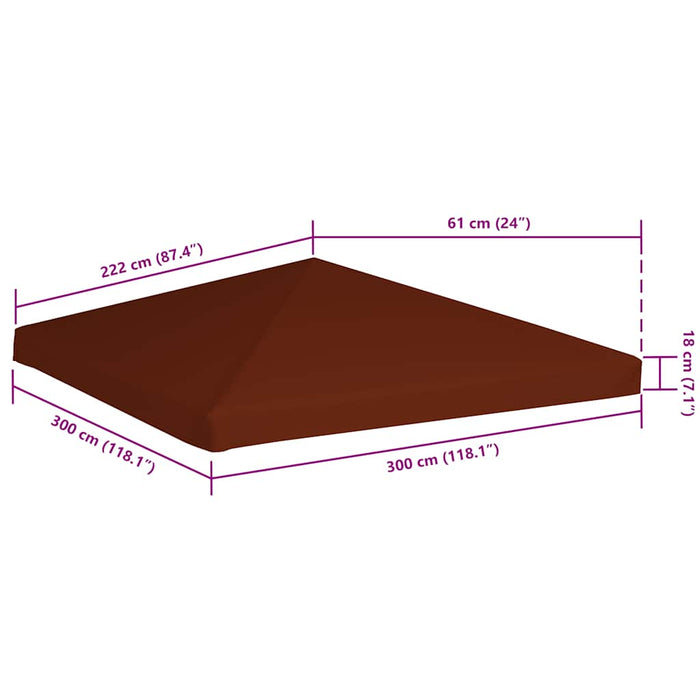 Copertura Superiore Gazebo 310g/m² 3x3 m Terracotta 46622