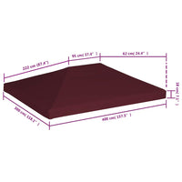 Copertura Superiore per Gazebo 310g/m² 3x4m Bordeaux 46624
