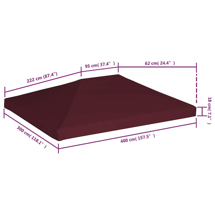 Copertura Superiore per Gazebo 310g/m² 3x4m Bordeaux 46624