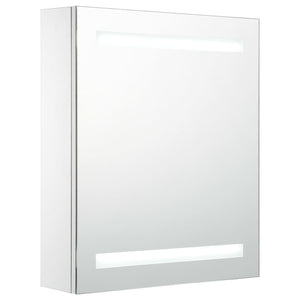 Mobile da bagno specchio LED 50 x 13,5 x 60 cm bianco e argento 02_0006561