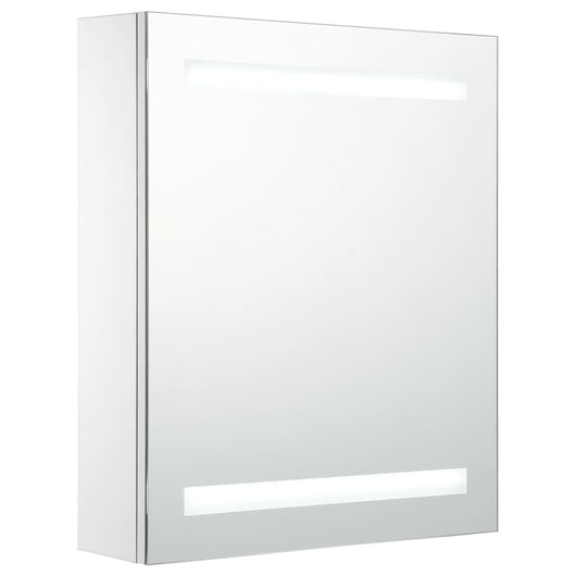 Mobile da bagno specchio LED 50 x 13,5 x 60 cm bianco e argento 02_0006561