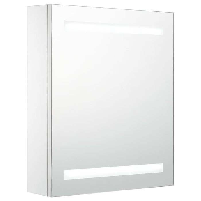 Mobile da bagno specchio LED 50 x 13,5 x 60 cm bianco e argento 02_0006561