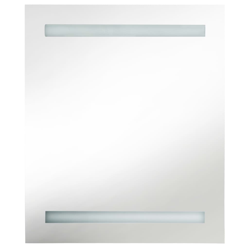 Mobile da bagno specchio LED 50 x 13,5 x 60 cm bianco e argento 02_0006561