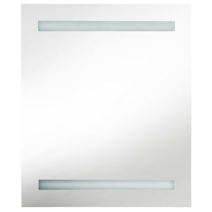 Mobile da bagno specchio LED 50 x 13,5 x 60 cm bianco e argento 02_0006561