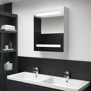 Armadietto Bagno con Specchio e LED-Mobile bagno con specchio 50x13,5x60 cm