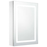 Mobile bagno specchio LED 50 x 13 x 70 cm bianco e argento 02_0006562