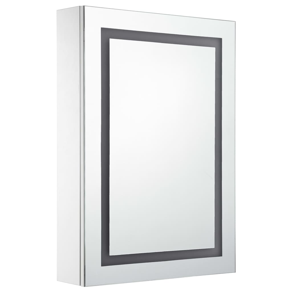 Mobile bagno specchio LED 50 x 13 x 70 cm bianco e argento 02_0006562