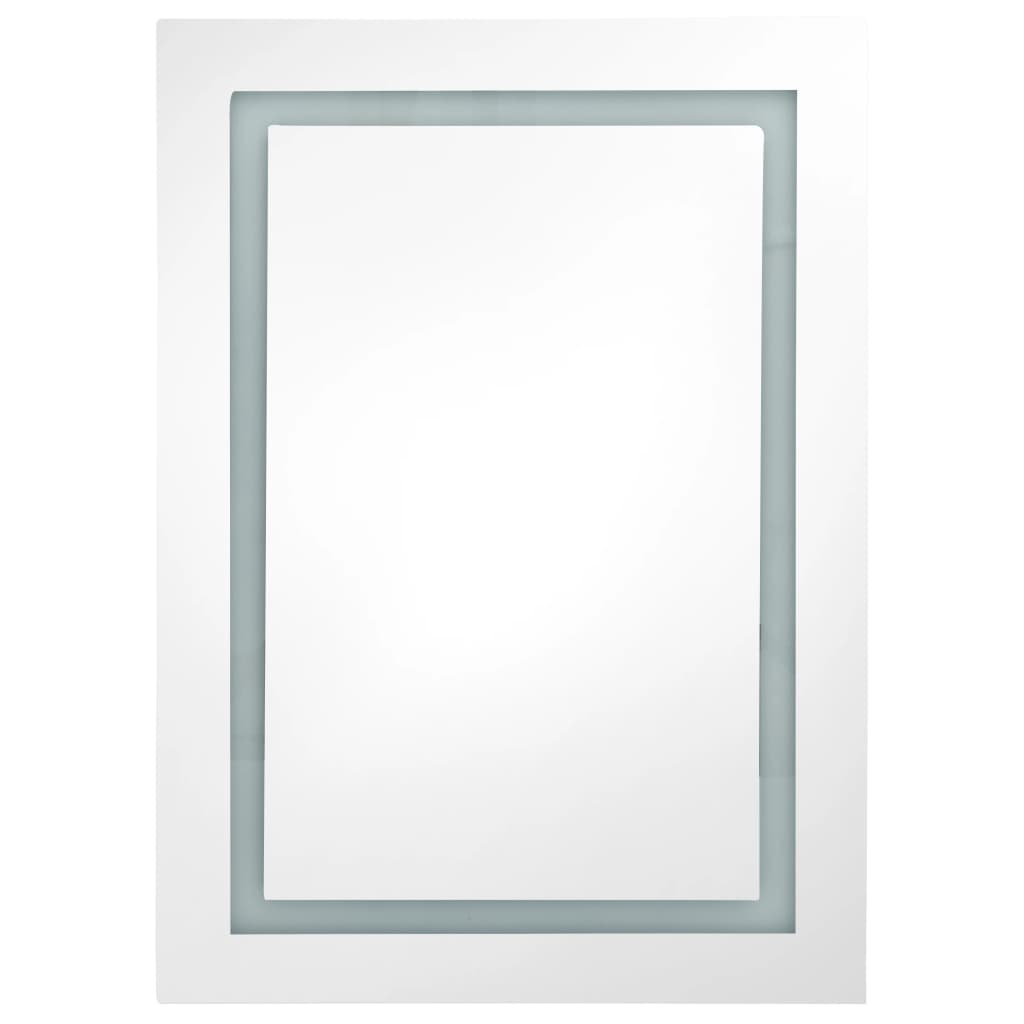 Mobile bagno specchio LED 50 x 13 x 70 cm bianco e argento 02_0006562