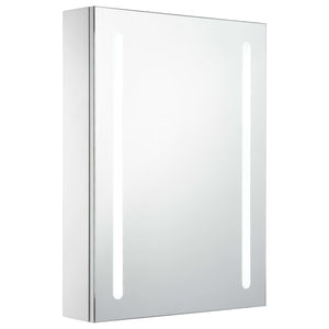 Mobile bagno specchio LED 50 x 13 x 70 cm bianco e argento 02_0006563