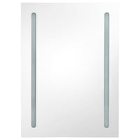 Mobile bagno specchio LED 50 x 13 x 70 cm bianco e argento 02_0006563