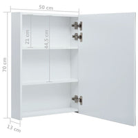 Mobile bagno specchio LED 50 x 13 x 70 cm bianco e argento 02_0006563
