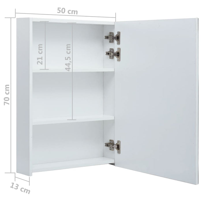 Mobile bagno specchio LED 50 x 13 x 70 cm bianco e argento 02_0006563