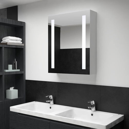 Armadietto Bagno con Specchio e LED 50x13x70 cm 285117