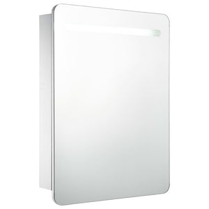 Mobile da bagno specchio LED 60 x 11 x 80 cm bianco e argento 02_0006565