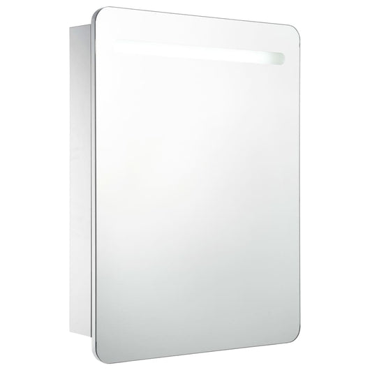 Mobile da bagno specchio LED 60 x 11 x 80 cm bianco e argento 02_0006565